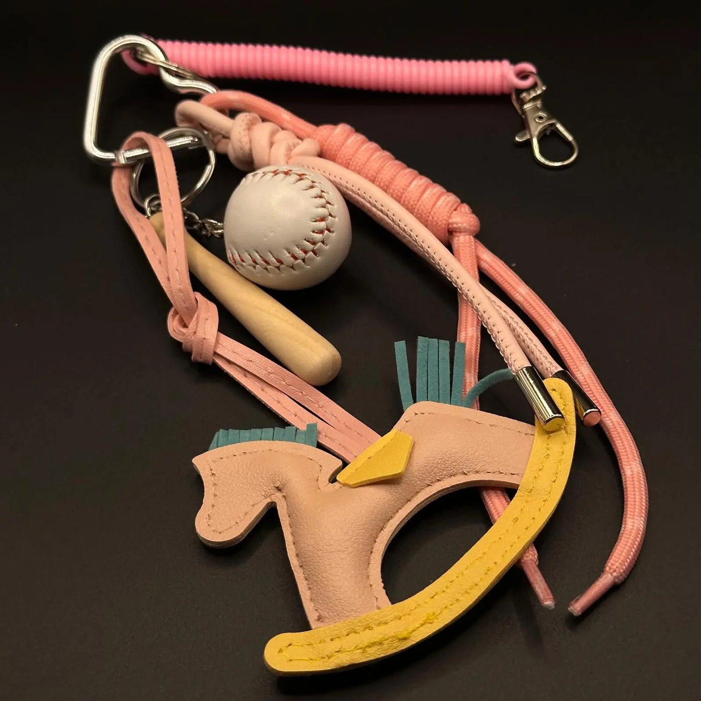 Porte-clés Baseball Rose avec Batte et Balle - Chimane Accesories