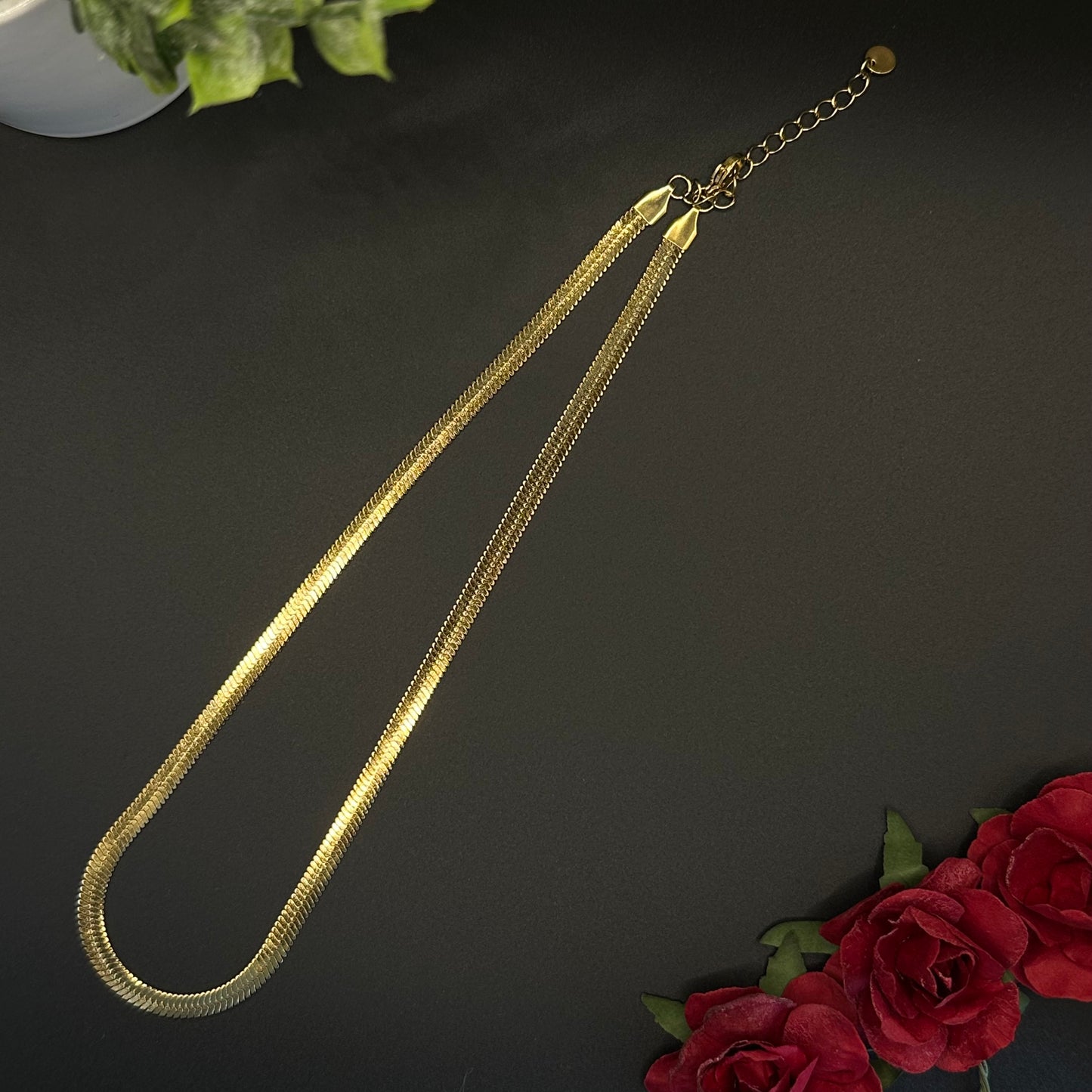 Collier maille serpent doré