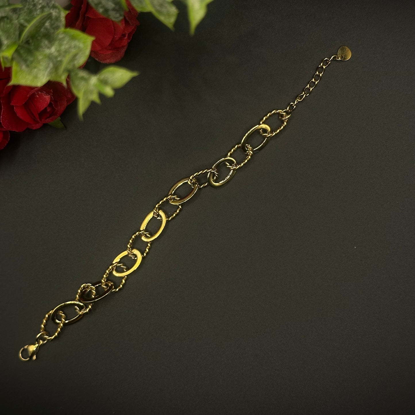 Bracelet maillons torsadés dorés