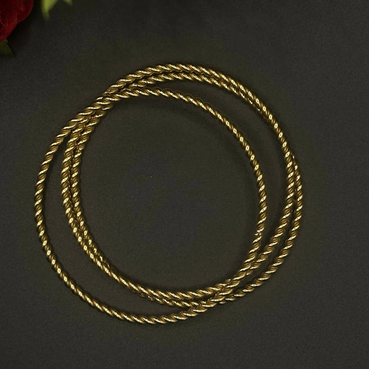 Lot de 3 joncs torsadés dorés - Chimane Accesories