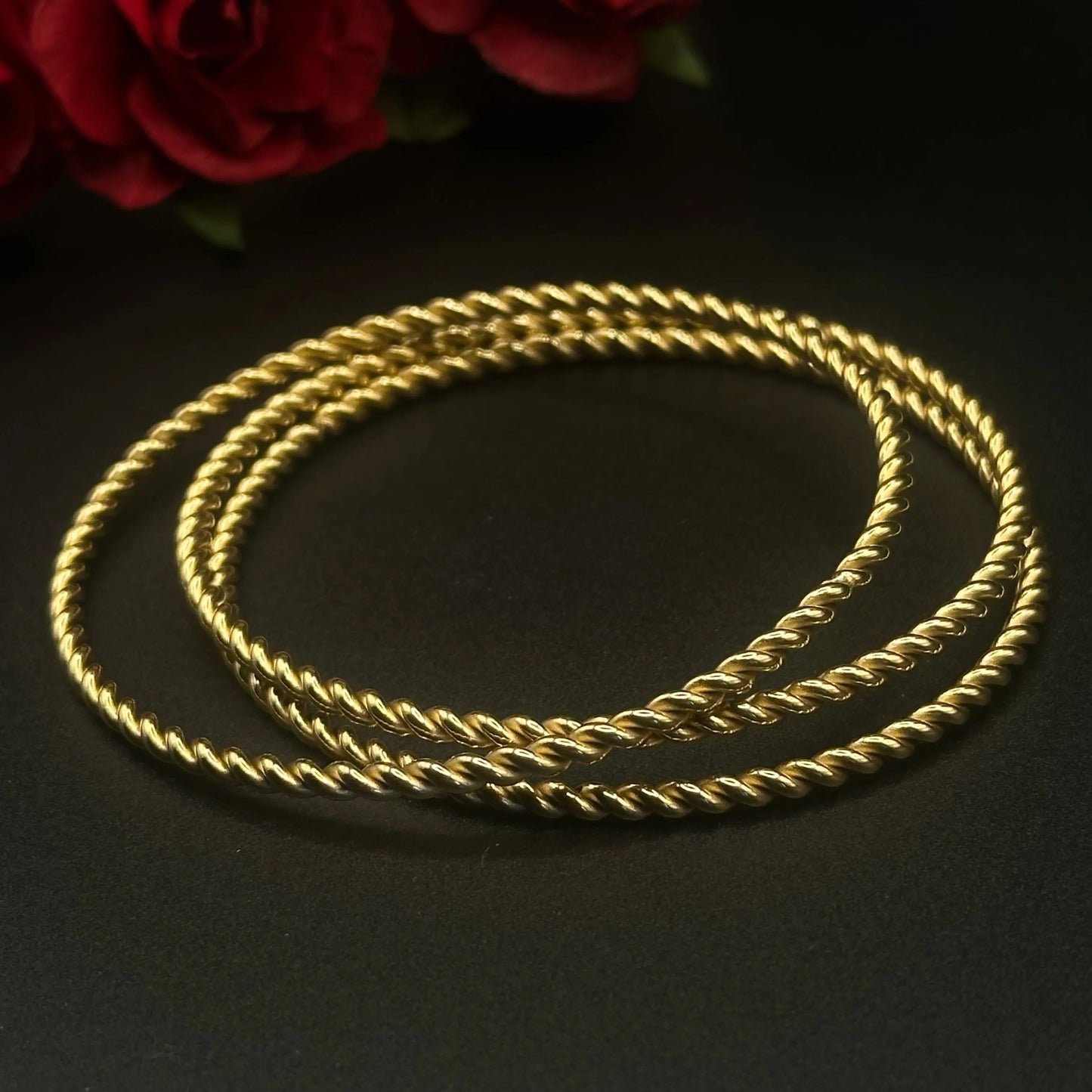 Lot de 3 joncs torsadés dorés - Chimane Accesories