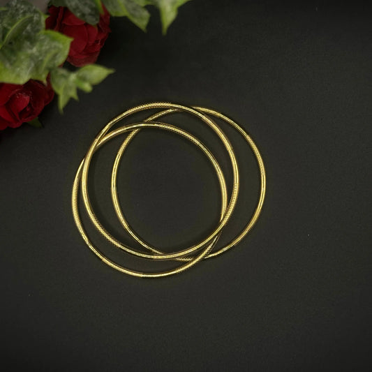 Lot de 3 joncs fins dorés texturés - Chimane Accesories