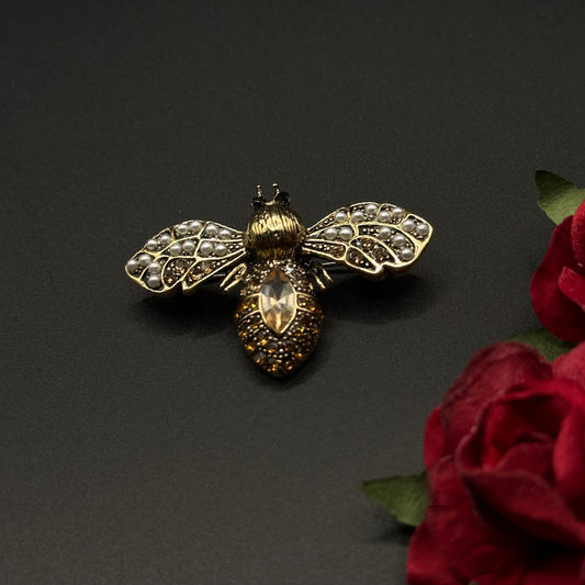 Broche Abeille Royale Strass & Perles
