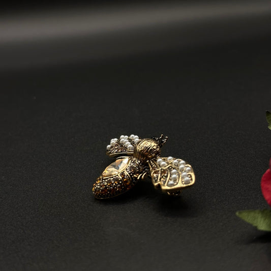Broche Abeille Royale Strass & Perles