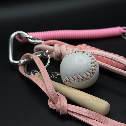 Porte-clés Baseball Rose avec Batte et Balle