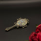 Broche Clé Vintage Cristaux Arc-en-Ciel