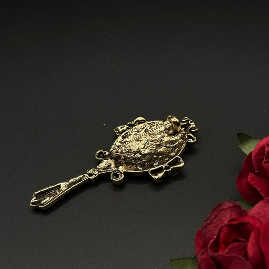 Broche Clé Vintage Cristaux Arc-en-Ciel