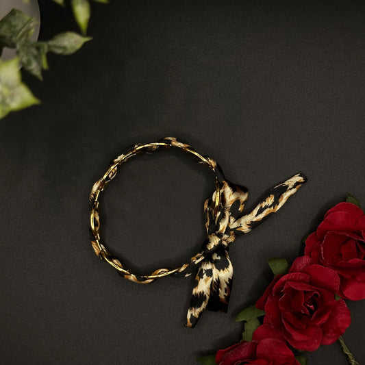Bracelet Doré avec Bandeau Léopard