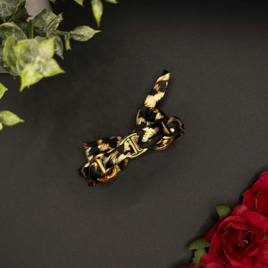 Bracelet Doré avec Bandeau Léopard