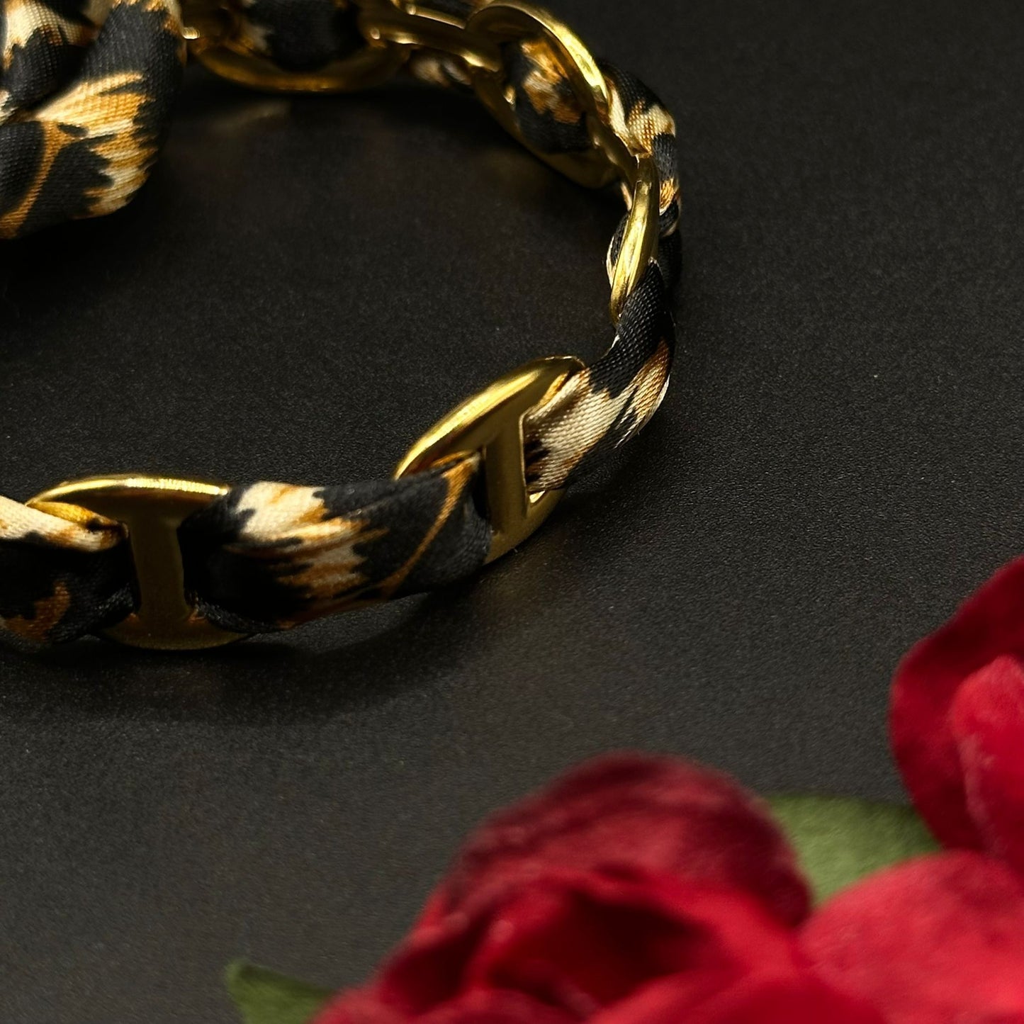 Bracelet Doré Fleurs Bleues