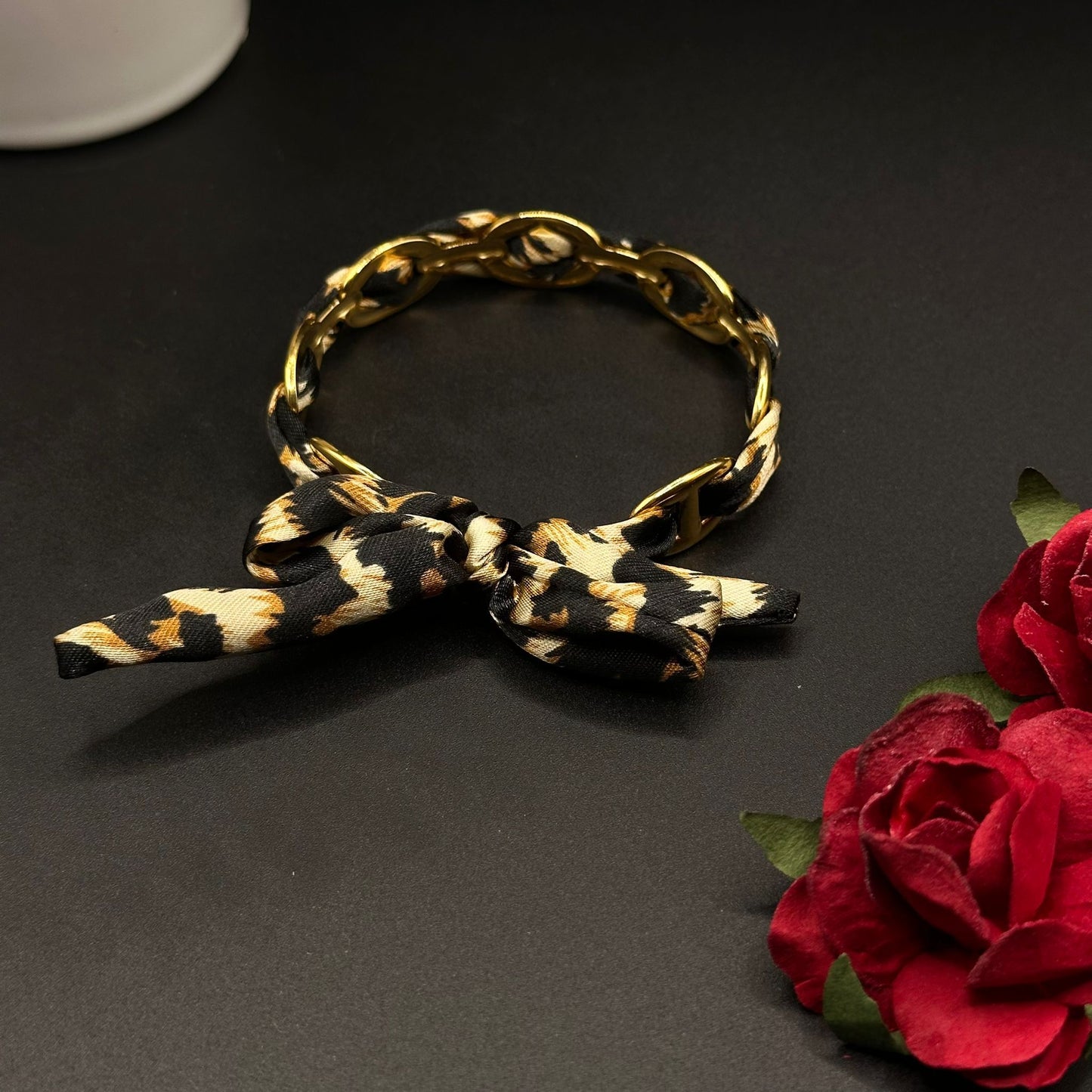 Bracelet Doré Fleurs Bleues