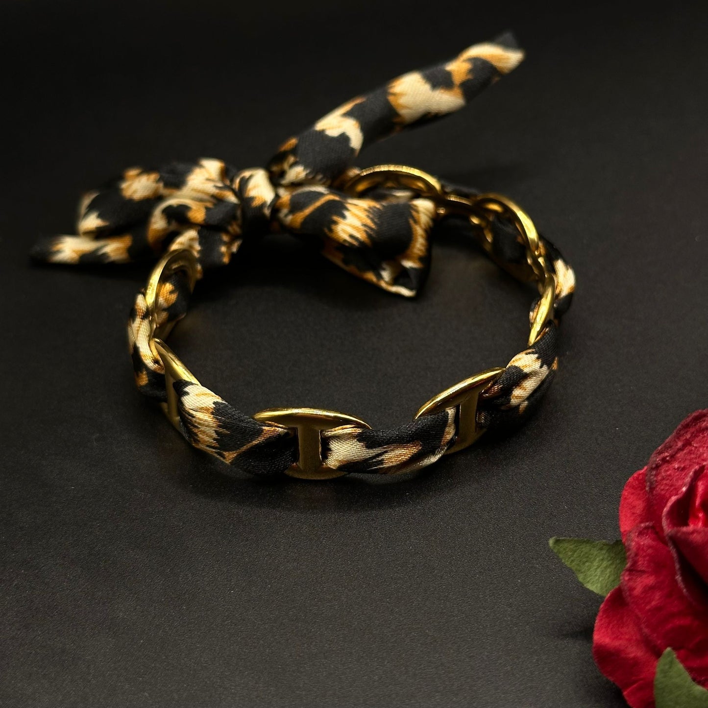 Bracelet Doré Fleurs Bleues