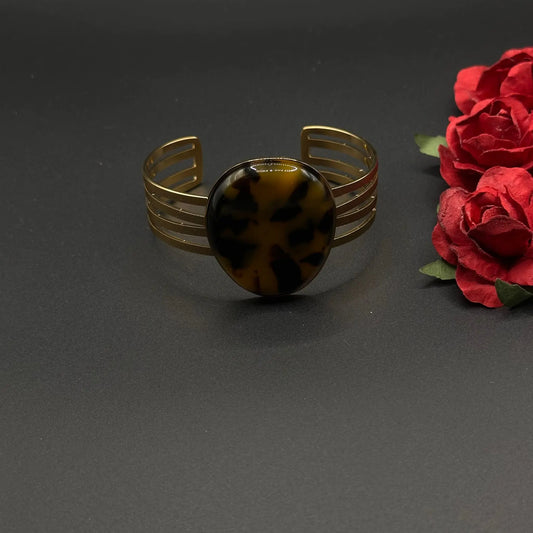 Bracelet manchette doré à pierre effet écaille - Chimane Accesories