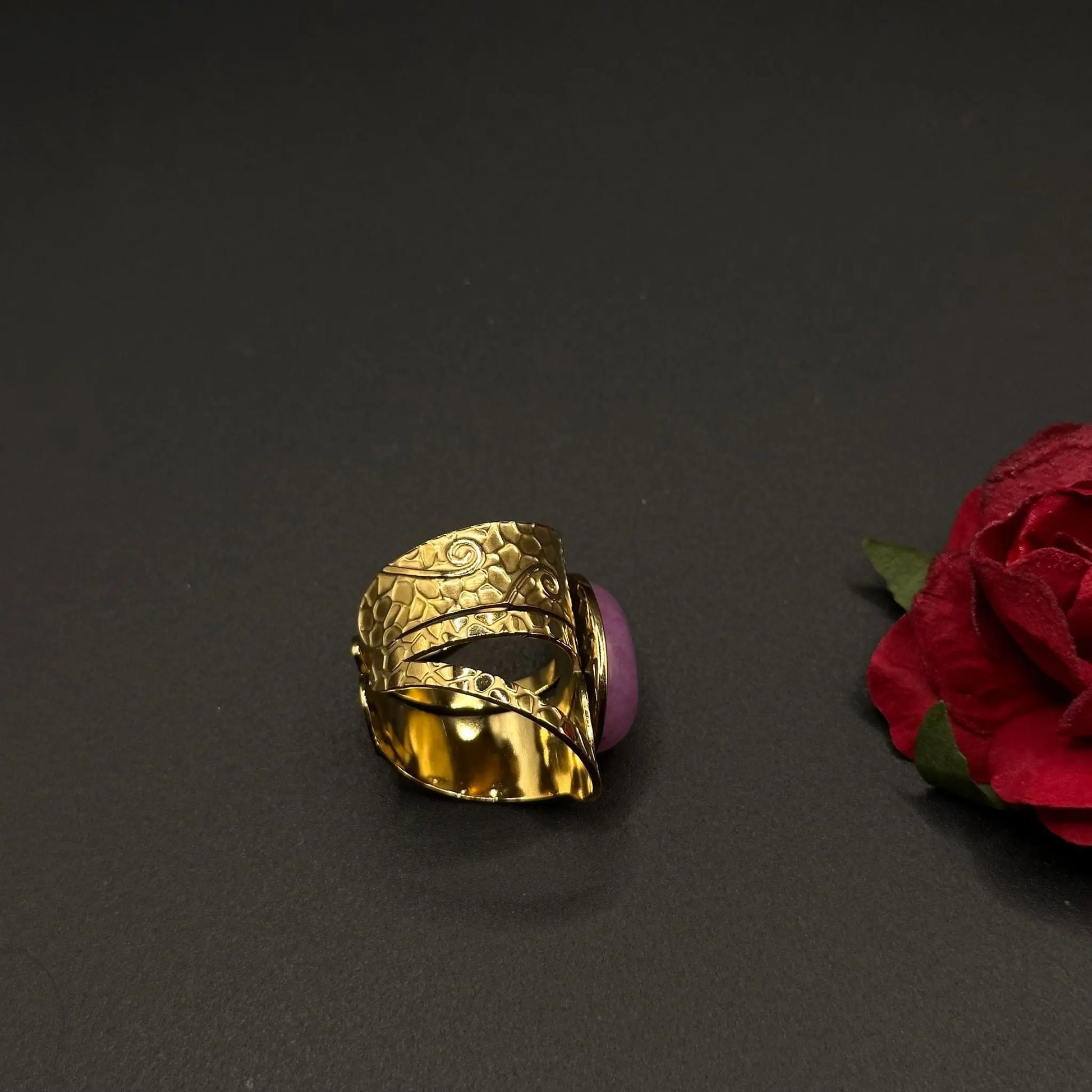 Bague Cabochon Ovale Rose - Chimane Accesories