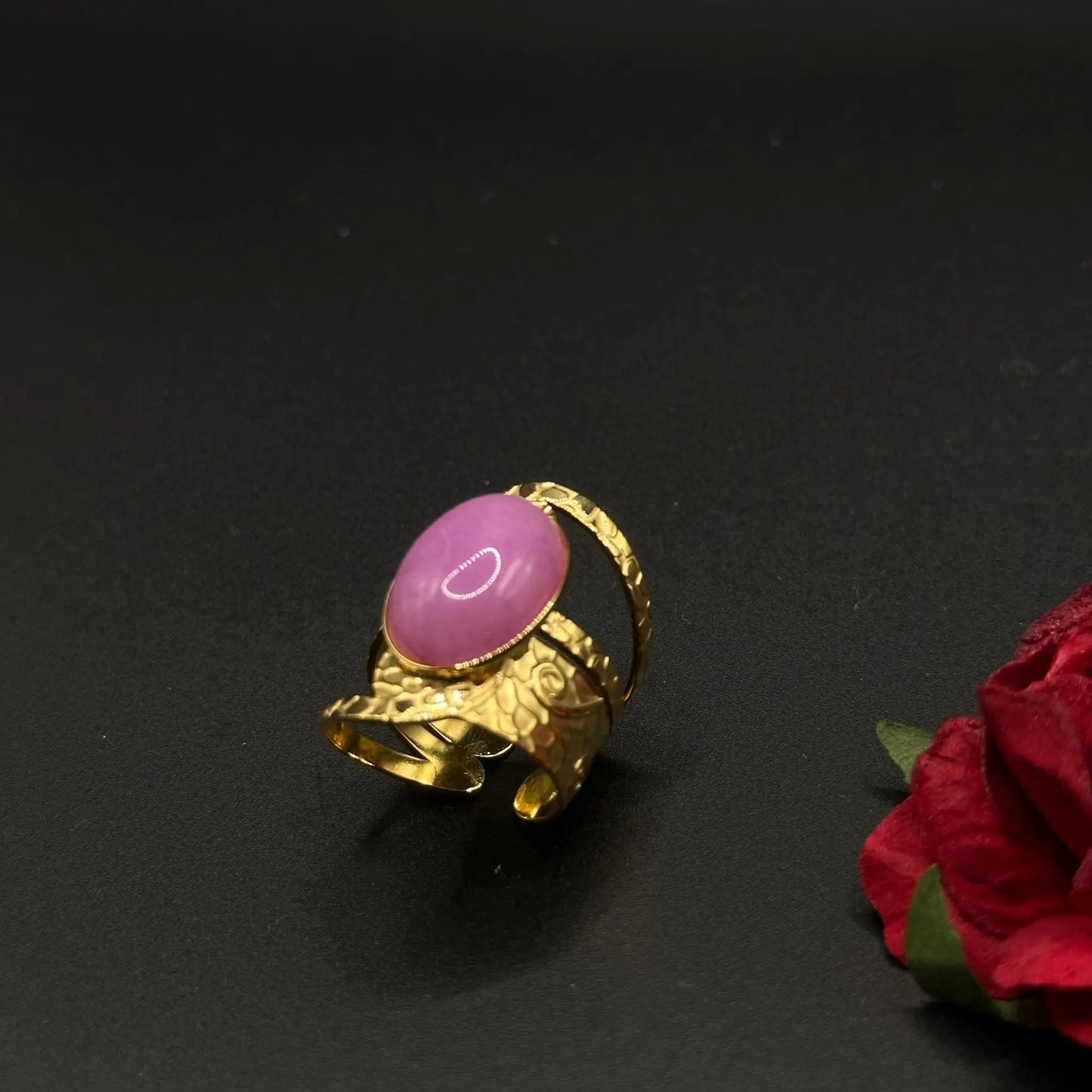 Bague Cabochon Ovale Rose - Chimane Accesories