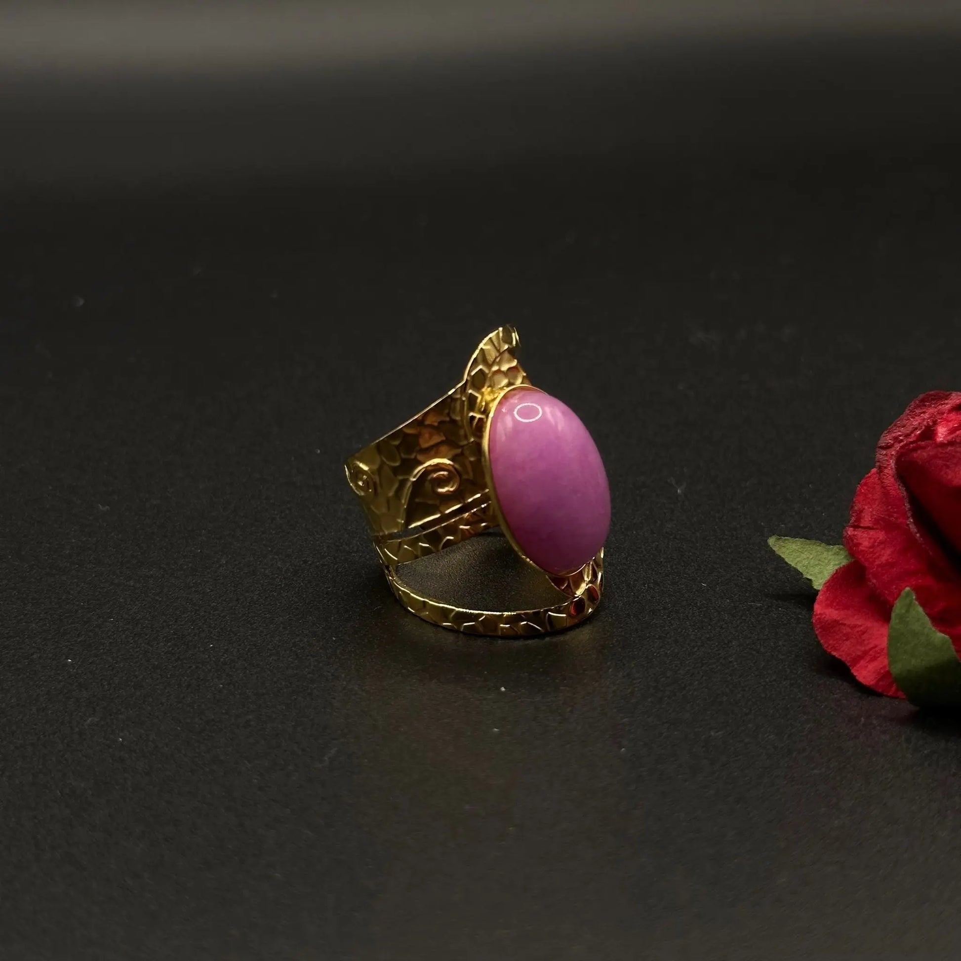 Bague Cabochon Ovale Rose - Chimane Accesories