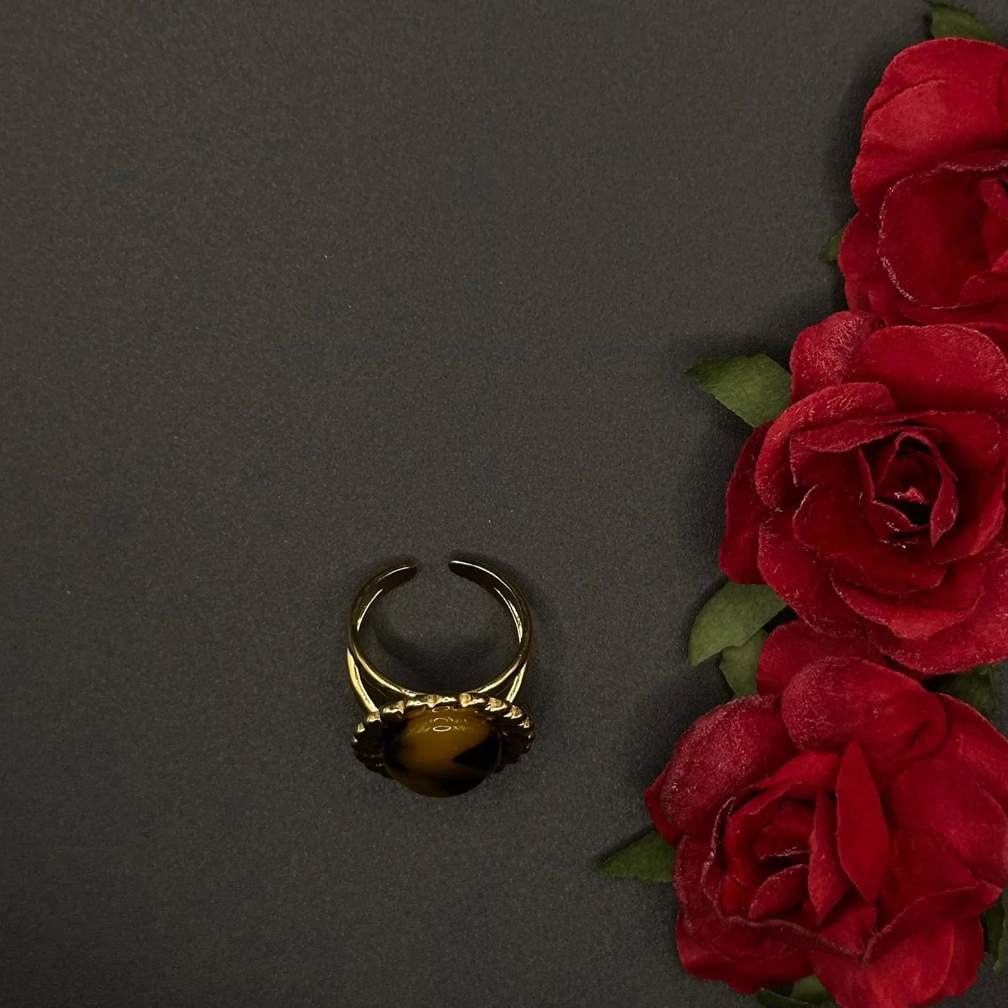 Bague Cabochon Coeur Tigré - Chimane Accesories