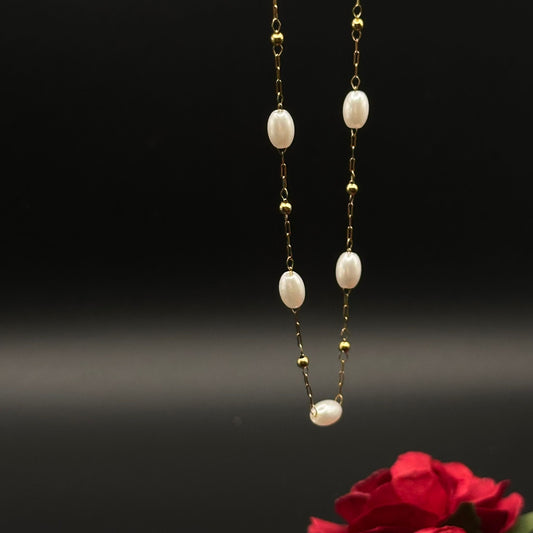 Collier Perles Fines & Doré