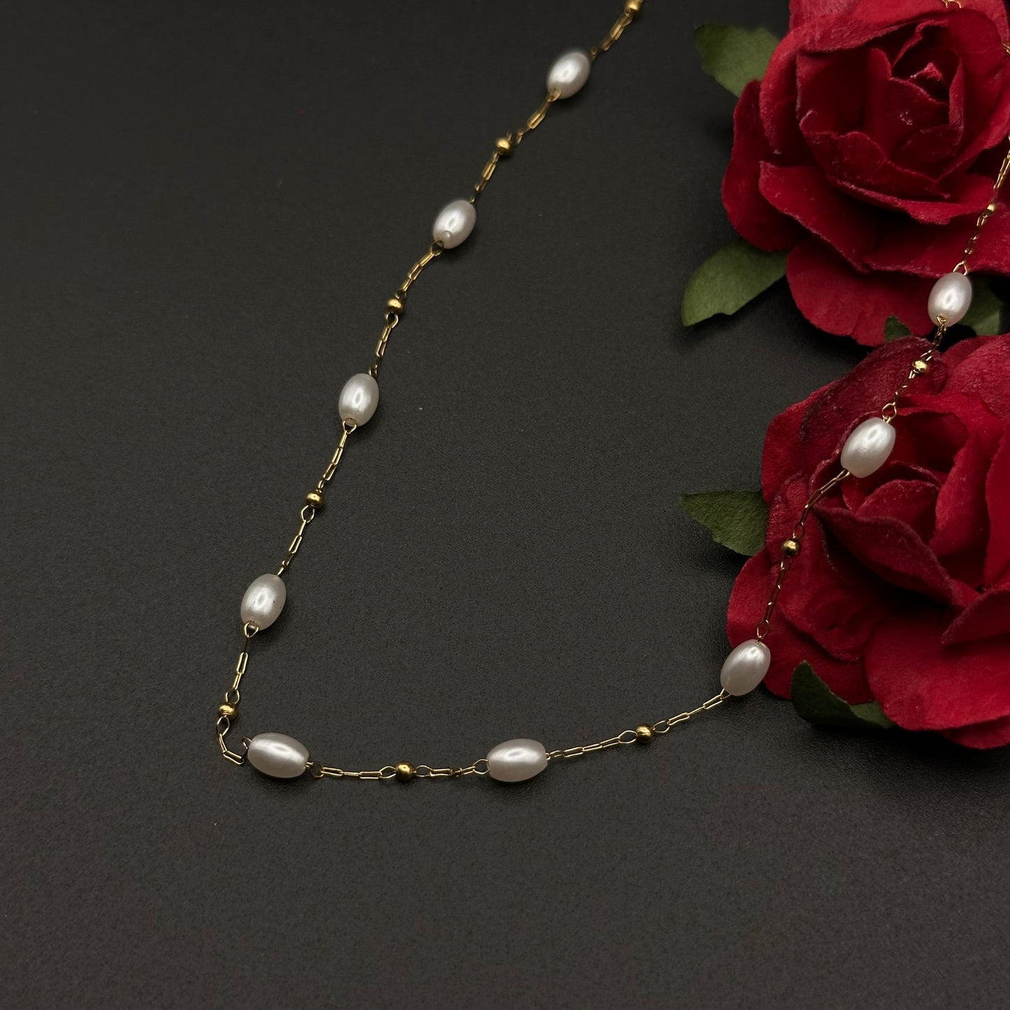 Collier Perles Fines & Doré