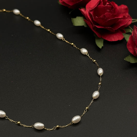 Collier Perles Fines & Doré