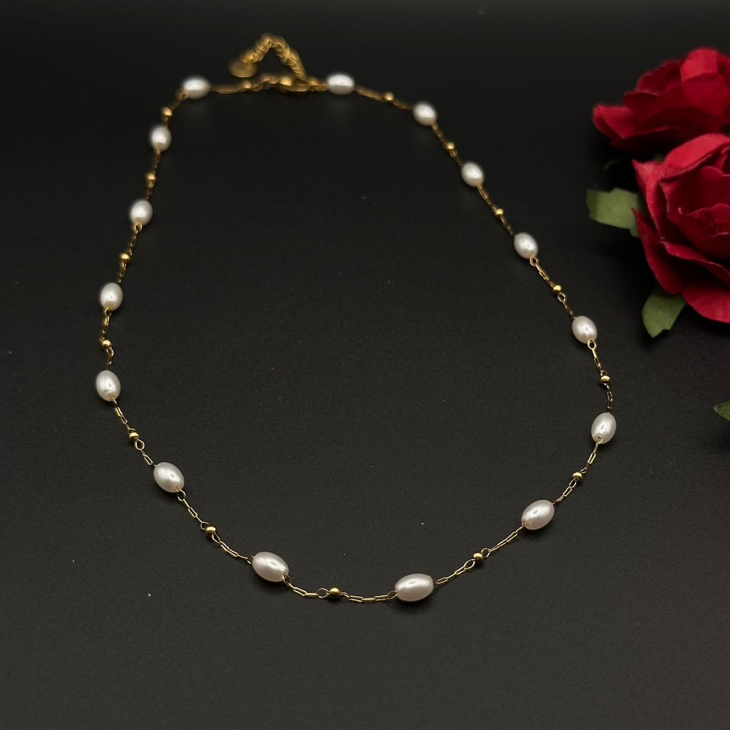 Collier Perles Fines & Doré