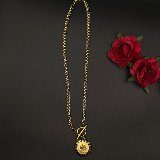 Collier Médaille Soleil Dorée
