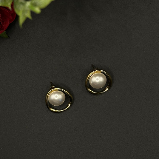 Boucles d’oreilles perle anneau doré