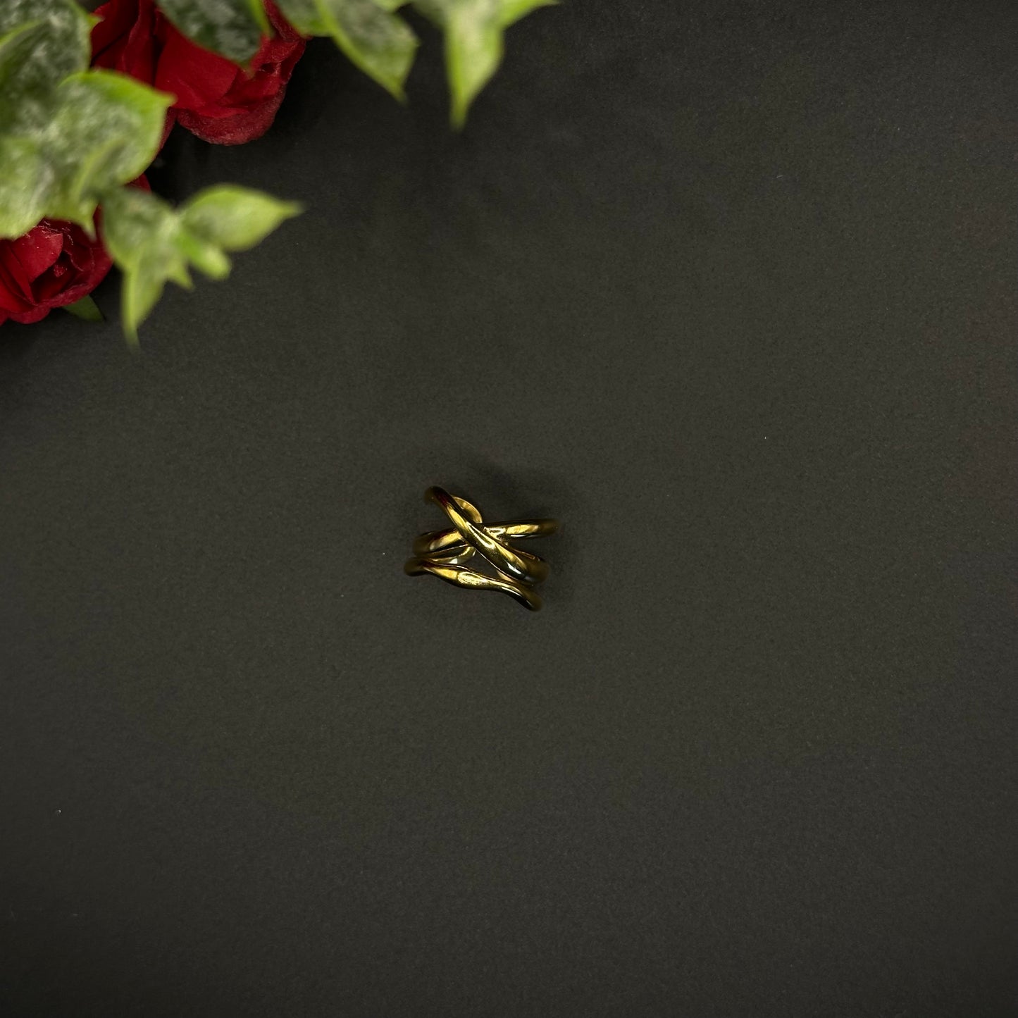 Bague double anneau dorée