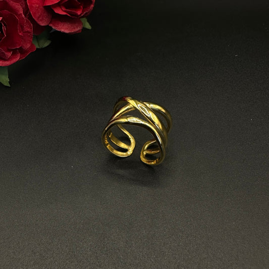 Bague double anneau dorée