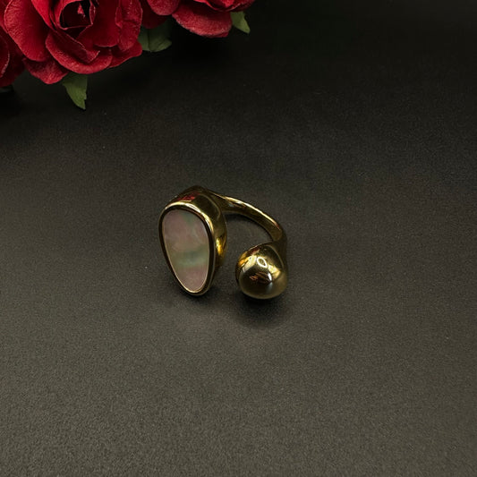 Bague nacre dorée