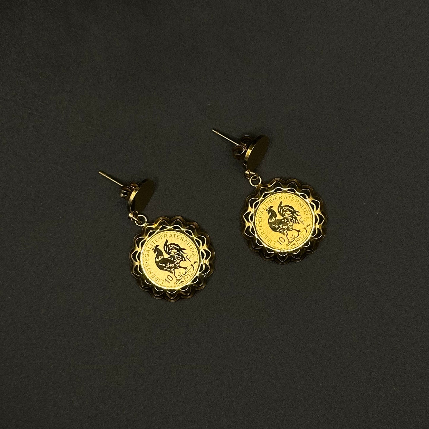Boucles d’oreilles médaillon vintage doré